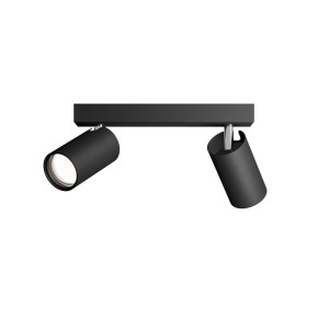 Schwarzer Philips Spot Idris Deckenstrahler mit zwei zylindrischen Spots. Modernes Design.