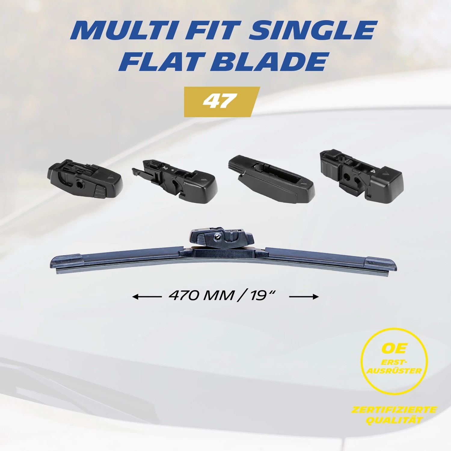 Michelin Scheibenwischer Multi Fit 47, Flachbalkenwischer mit Adaptern für PKW.