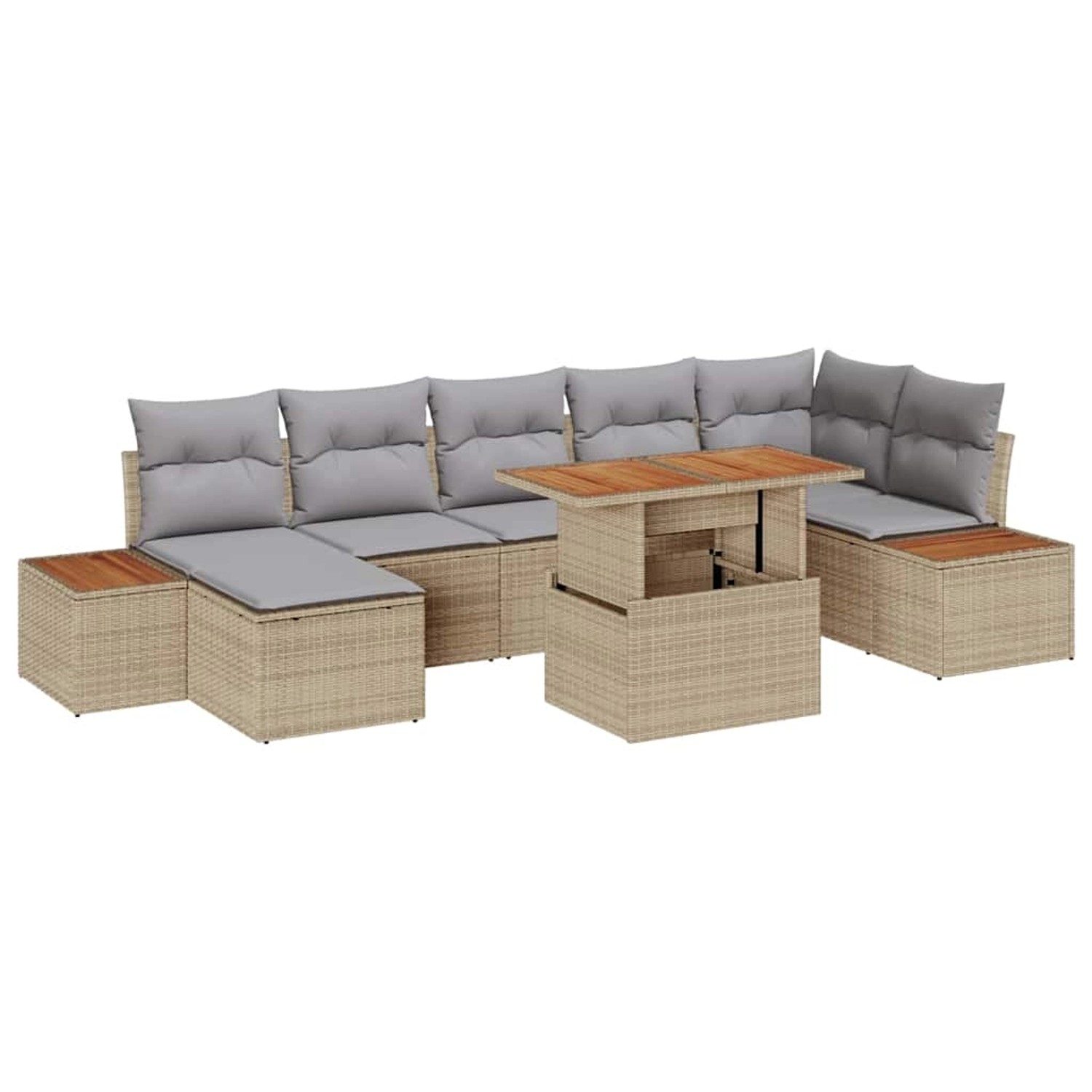 vidaXL Garten-Sofa-Set mit Speicher 8-Tlg Beige Poly Rattan 3358829 günstig online kaufen