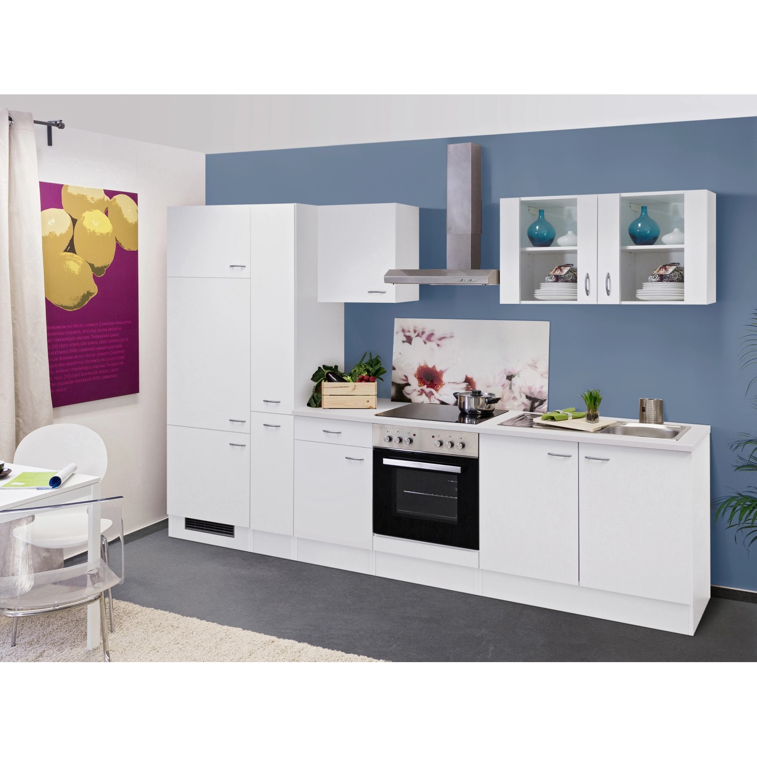 Flex-Well Classic Küchenzeile/Küchenblock Wito 300 cm Weiß