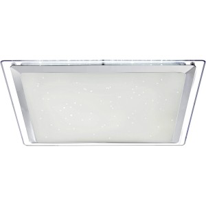 Quadratische LED-Deckenleuchte RENA, Metall weiß mit Kristalleffekt.