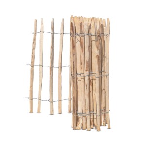 Stiltreu Staketenzaun aus Kastanie, 500x100cm, Lattenabstand 6-7cm. Naturzaun für Garten.