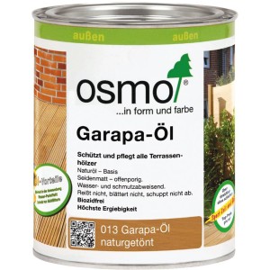 Dose Osmo Holzöl Spezial Garapa, seidenmatter Holzanstrich für den Außenbereich.