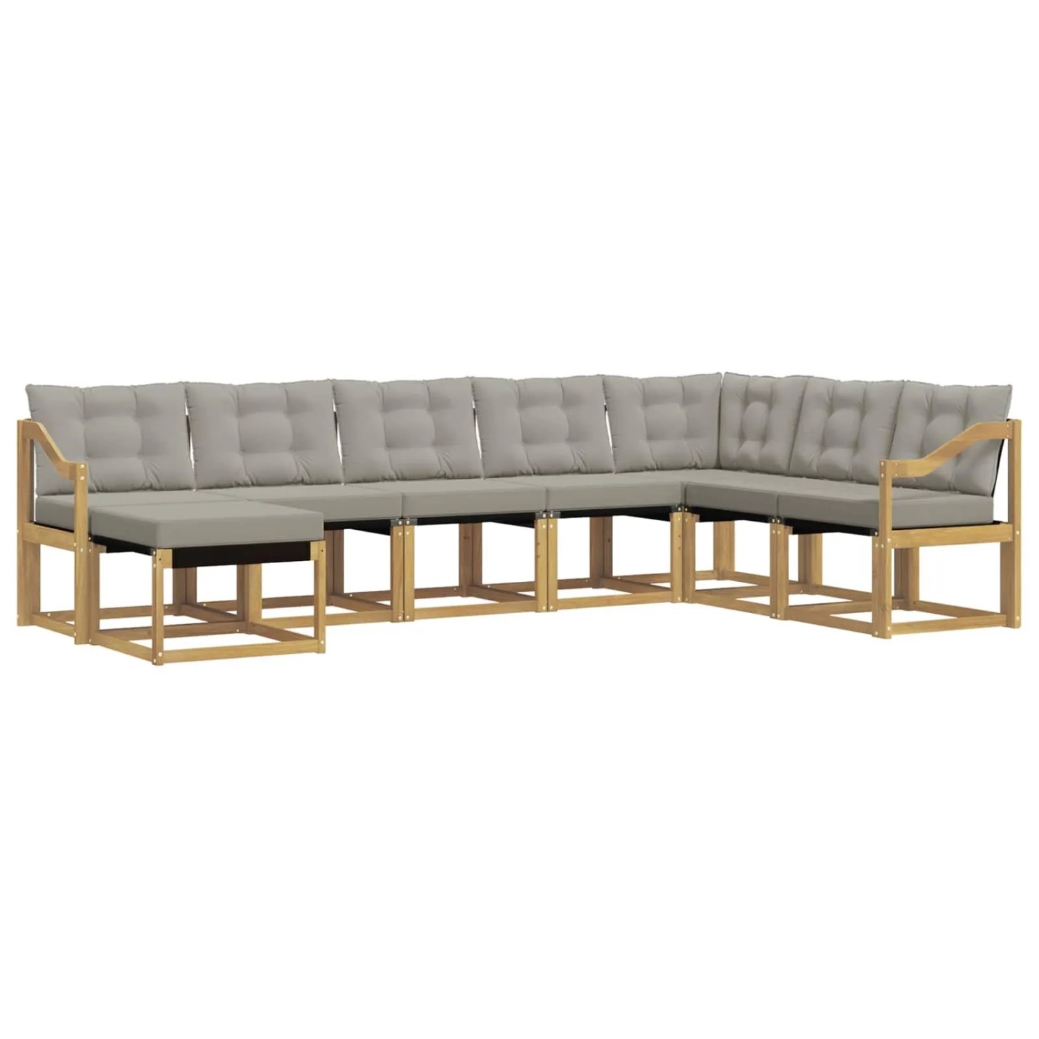 vidaXL Outdoor-Sofagarnitur mit Kissen 8-Tlg Weiß und Hellgrau 3389773