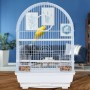Relaxdays Vogelkäfig Stahl Weiß mit Zubehör 49,5 cm x 34,5 cm x 31 cm 1,4 kg_3