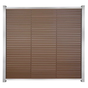 GartenLand WPC Zaun Set Air Gap, 180x180 cm, schokobraun, mit silbernen Aluminiumrahmen. Sichtschutz für Garten.