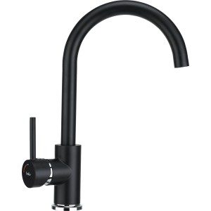 baliv Küchenarmatur KI-1831, Schwarz Matt, Einhebelmischer mit hohem, gebogenem Auslauf.