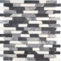 Marmormosaik Black Grey White Mix Brick, 28,5x30,5 cm, für Wand und Boden.