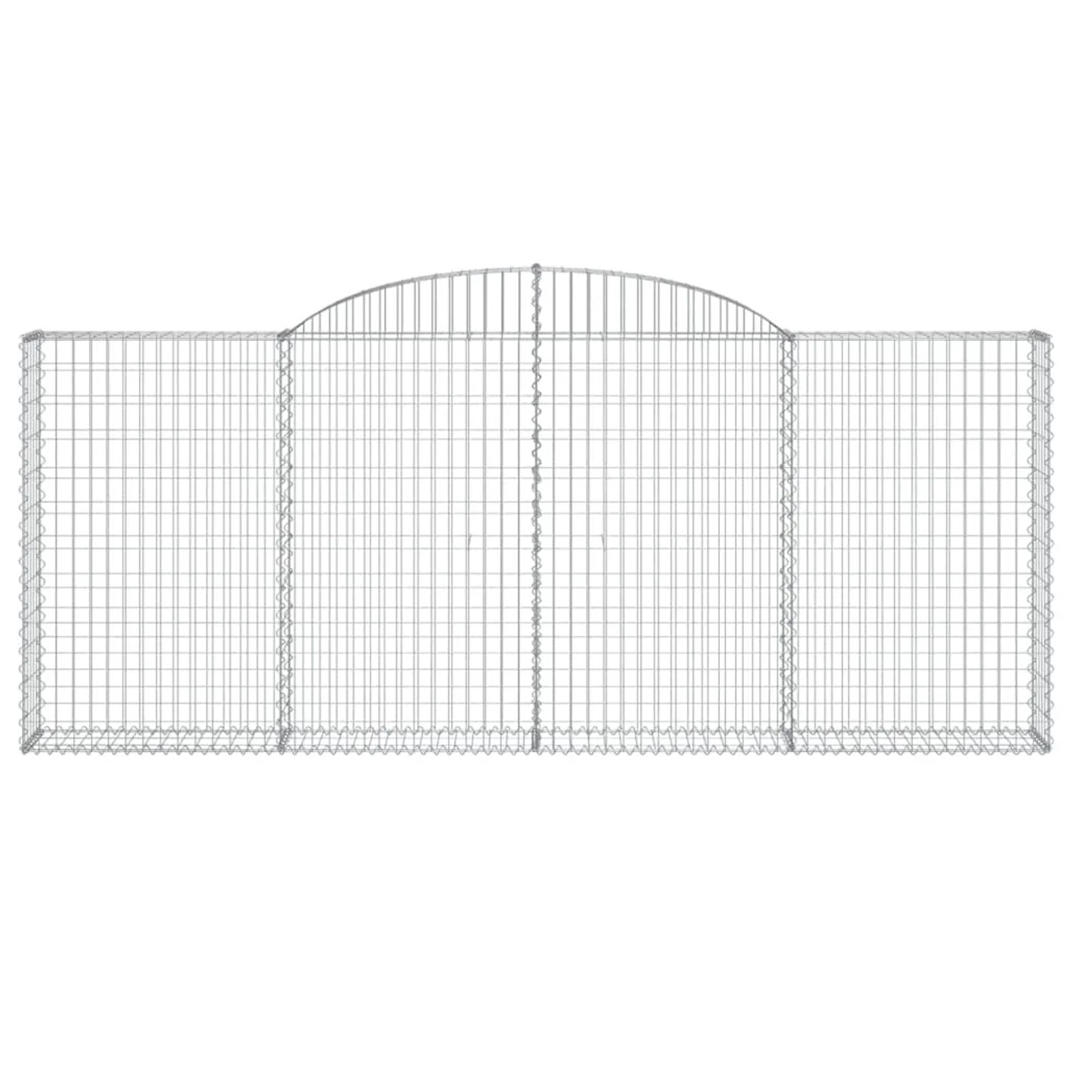 vidaXL Gabionen mit Hochbogen, 20 Stück, 300x30x120/140cm, aus verzinktem Eisen.