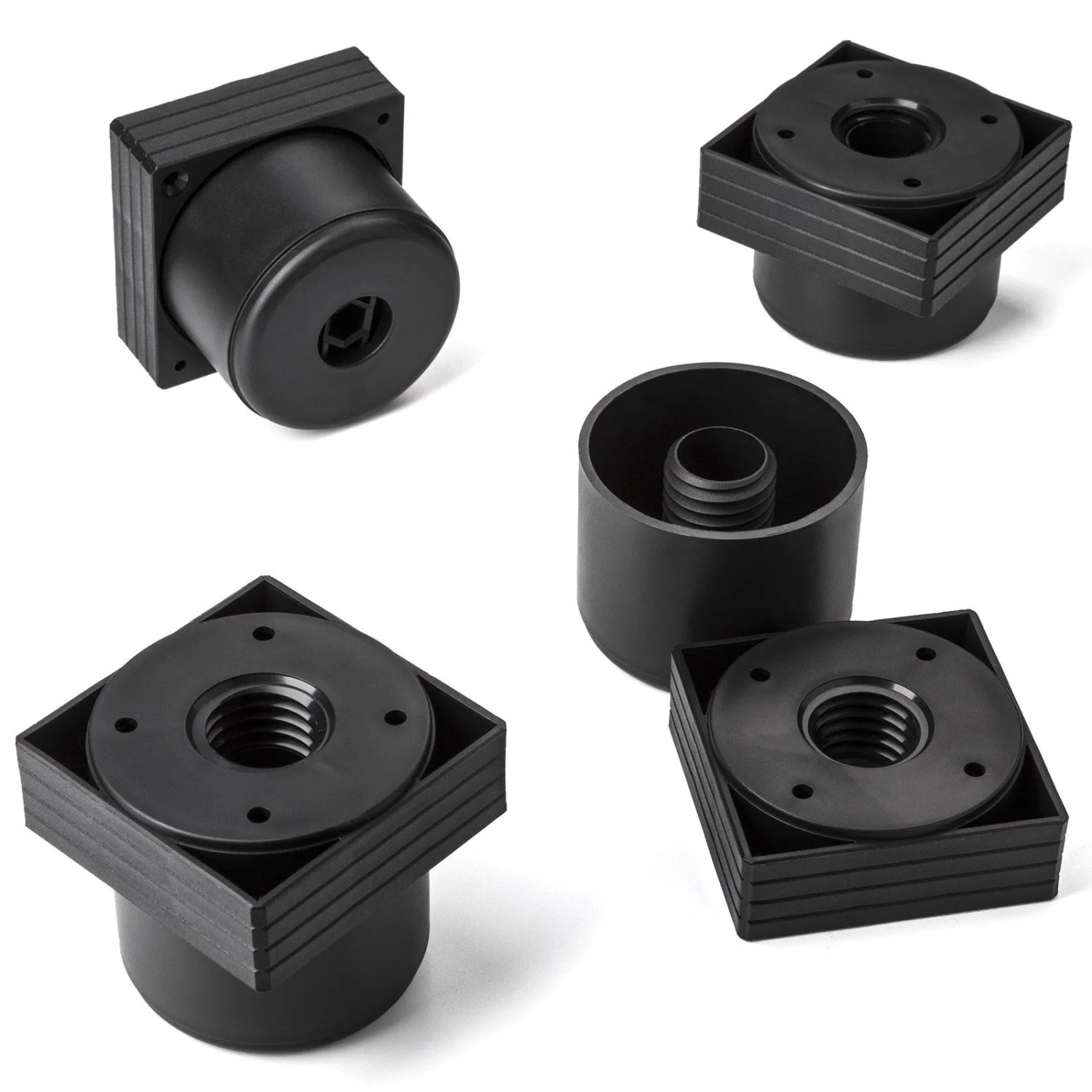 SOTECH Möbelfüße HOTEL Eckig Groß 60 x 60 mm Höhenverstellbar von 45 Bis 55 mm