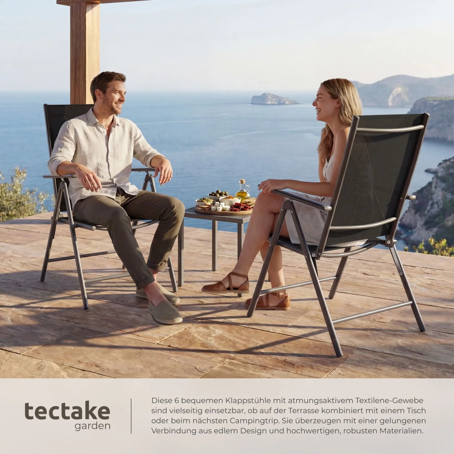 Tectake Gartenstuhl Marcellino Klappbar Wetterfest und Uv Beständig 6Er Set 65 x 54 5 x 107 5 cm Anthrazit_4
