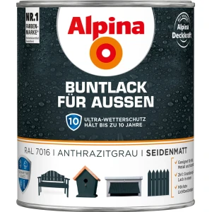 Alpina Buntlack für Aussen Anthrazit seidenmatt 750 ml