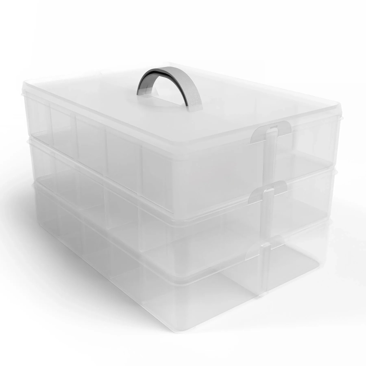 BigDean Sortierbox Aufbewahrung mit Griff Transparent 24 x 18,5 x 16 cm 3 Etagen mit 21 Fächern kaufen bei OBI
