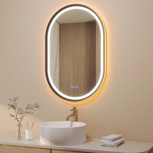 Aquabatos LED Badspiegel mit Spiegelheizung 60 x 90 cm Oval Spiegel mit Beleuchtung Dimmbar Touchschalter Aluminirahmen Badezimmerspiegel Lichtspiegel