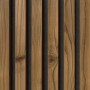 Musterpaneel Denpanels Nordic Outdoor Design mit Thermoholz und schwarzem Filz.