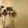 Goldene Newroom Vliestapete Aristeo mit grafischem Muster und Struktur.