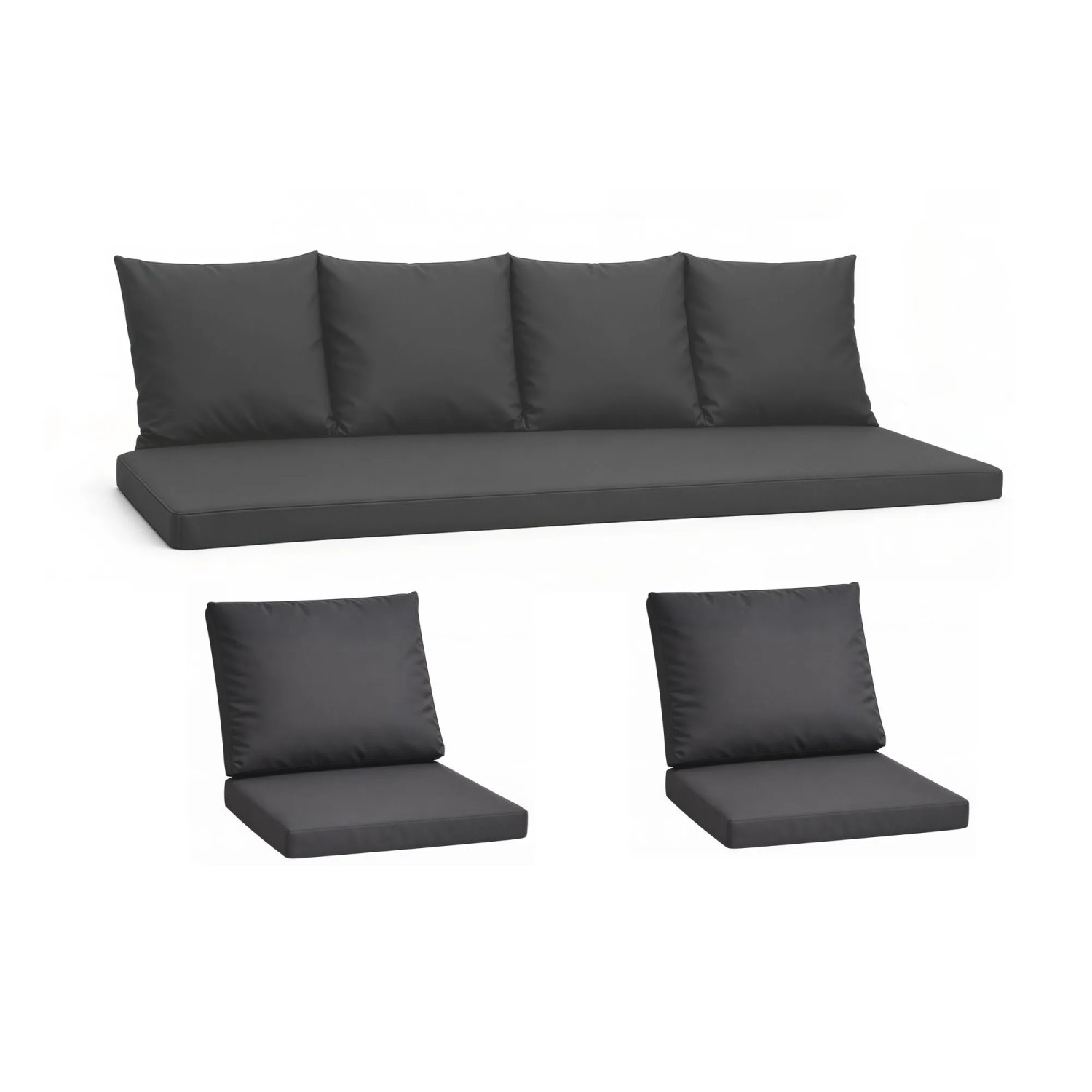 Setgarden Komfort Set Gartenloungekissen aus Technorattan-Möbel Kissen für Sofa 160x60 cm + Sessel 1tlg Anthrazit
