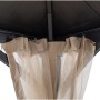 Detailaufnahme: Schwarzer Sunjoy Gazebo Torre mit beigen Moskitonetzen.