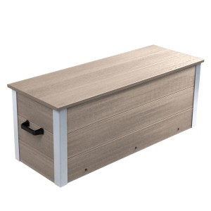 Dobar WPC Auflagenbox, silbergrau, 115x43x47cm. Gartenbox aus robustem Holz-Kunststoff-Gemisch.