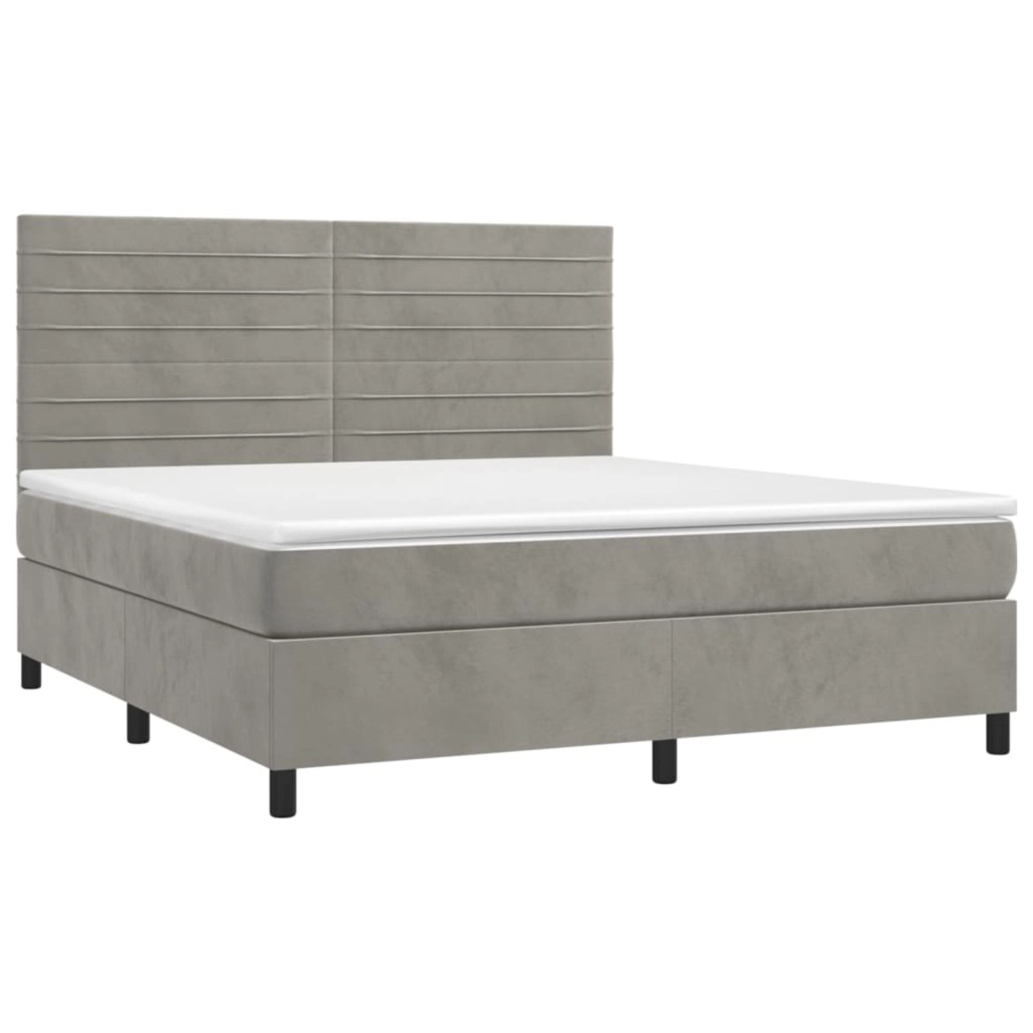 vidaXL Boxspringbett mit Matratze & LED Hellgrau 160x200 cm Samt 3136191 günstig online kaufen