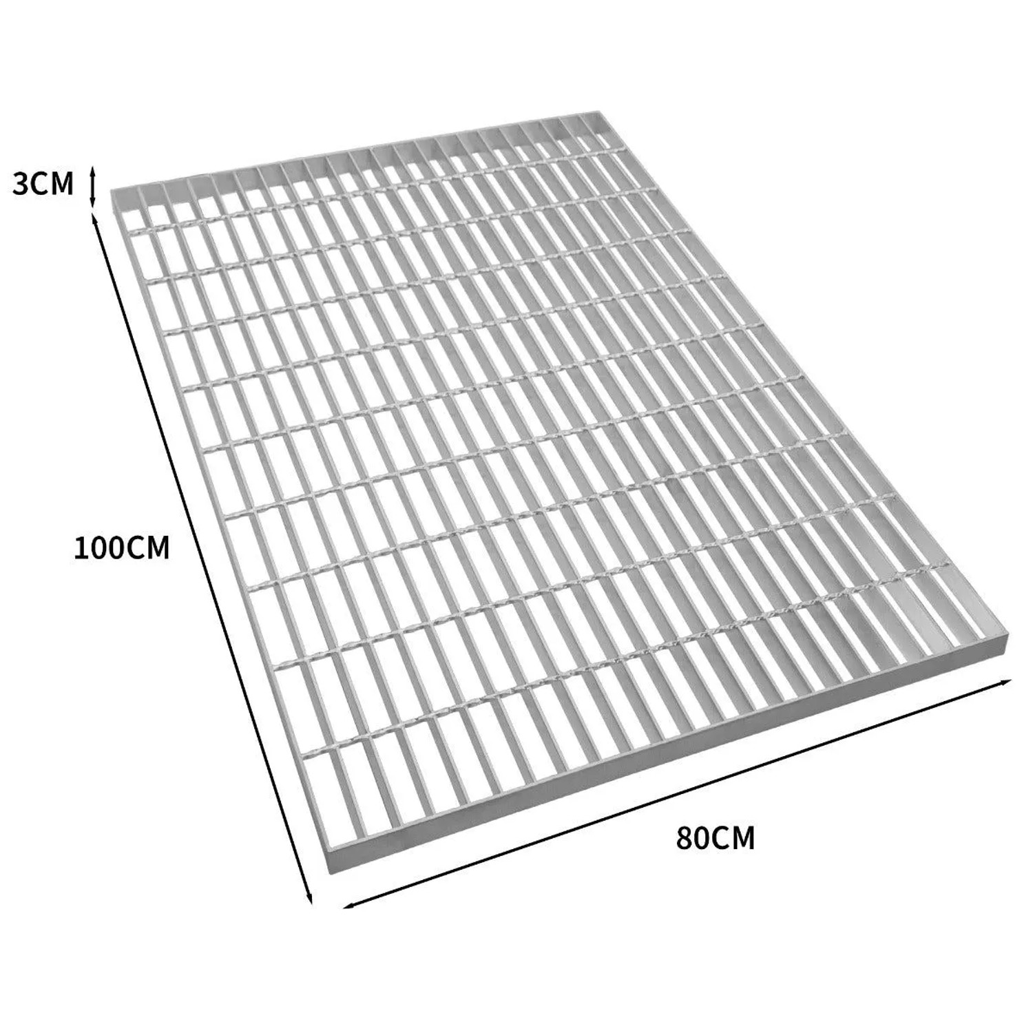 Verzinkter Gitterrost, 1000x800mm, aus Stahl. Ideal für Industrie und Gewerbe.