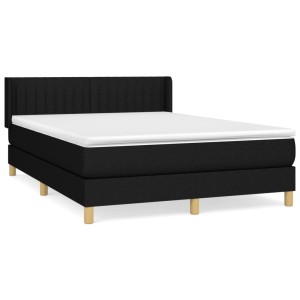 Schwarzes vidaXL Boxspringbett 140x200 cm mit Matratze und Stoffbezug.