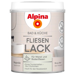 Dose Alpina Fliesenlack Bad & Küche, 750ml, Farbe Magnolie, seidenmatt. Für Wand- und Bodenfliesen.