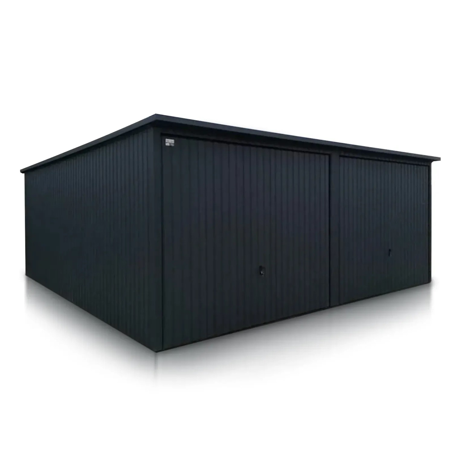 Liderstal Doppelgarage Premium aus Blech 600 x 500 cm Pultdach Schwingtor Graphit
