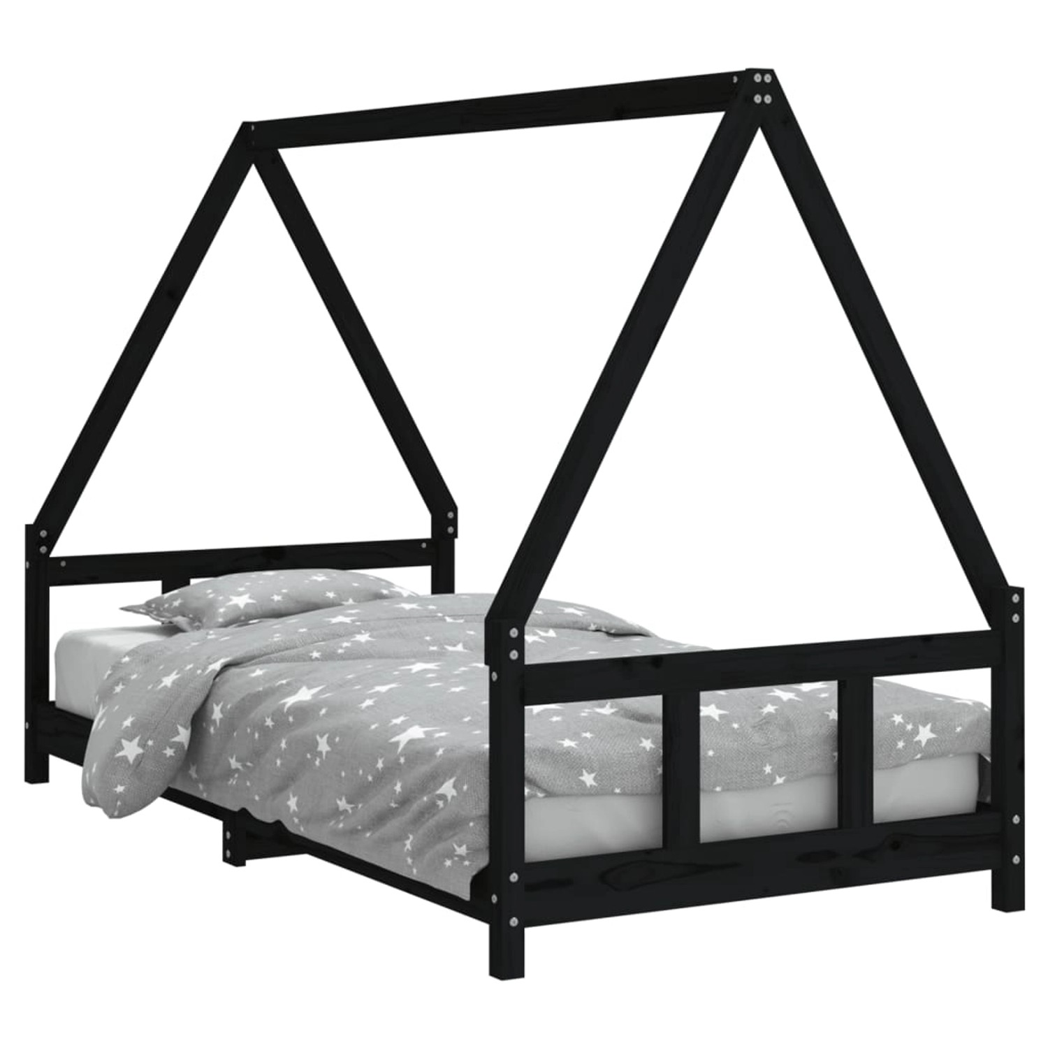 vidaXL Kinderbett Schwarz 90x190 cm Massivholz Kiefer 834464 günstig online kaufen