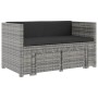 Graues vidaXL Garten-Lounge-Set mit Auflagen aus Polyrattan, 5-teilig.