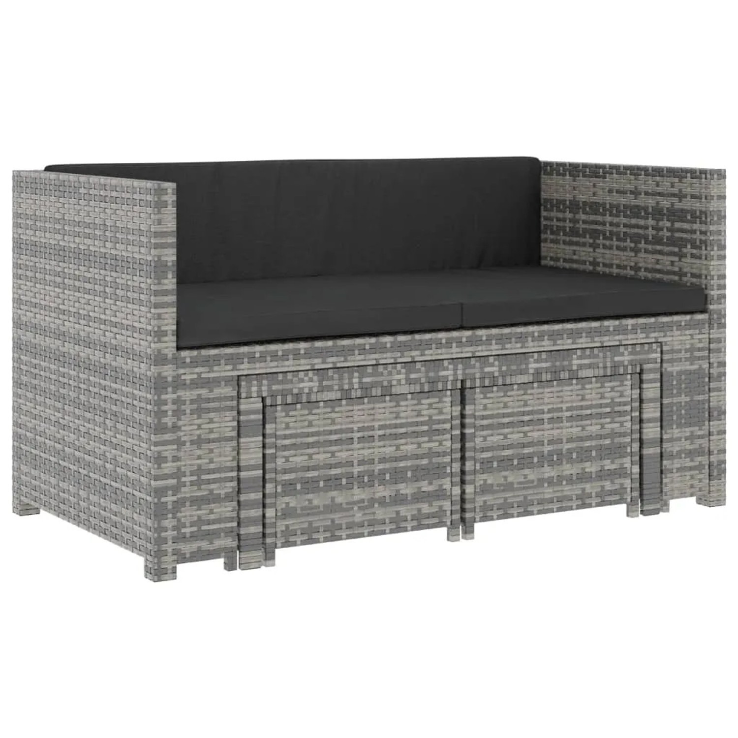 Graues vidaXL Garten-Lounge-Set mit Auflagen aus Polyrattan, 5-teilig.