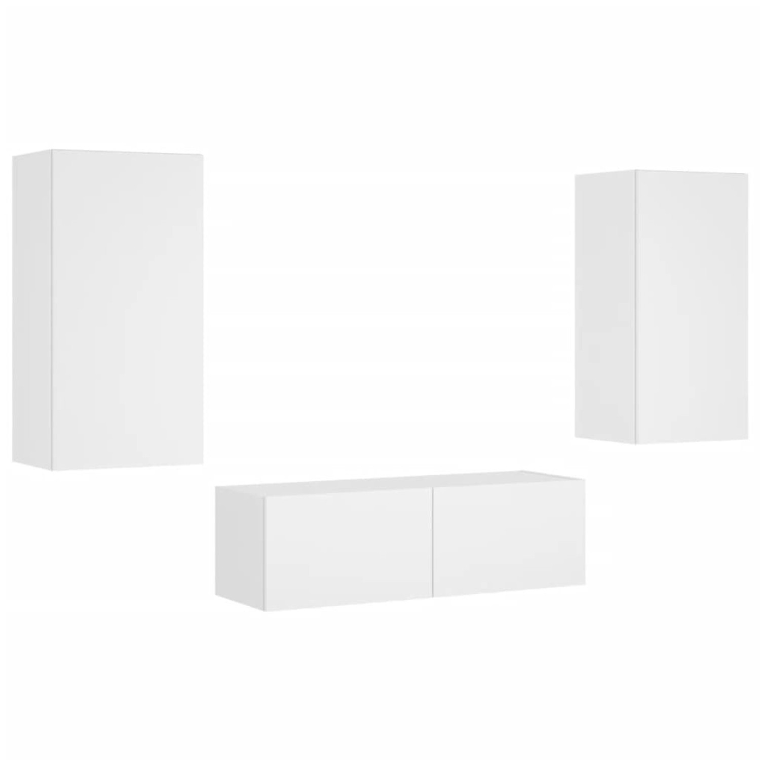 vidaXL 3-Tlg TV-Wohnwand mit LED-Leuchten Weiß 3216874