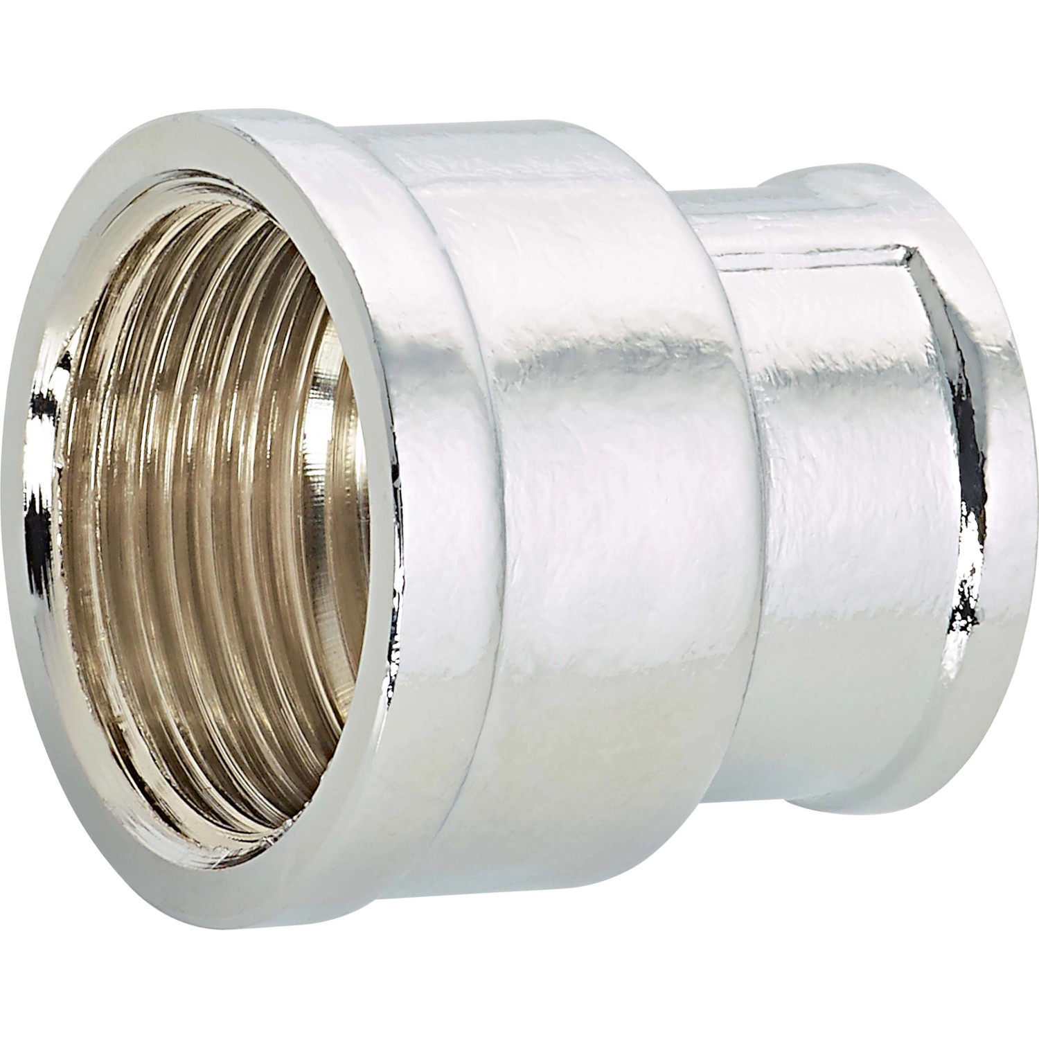Gewinde-Reduziermuffe 18,6 mm (Rp 1/2) x 24,1 mm (Rp 3/4) Messing Verchromt