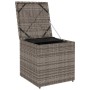 Graue vidaXL Kissenbox aus Polyrattan, 50x50x50 cm, mit offenem Deckel.