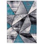 Blauer Designer Teppich 'Brilliant Magic' 160x230cm mit modernem Dreiecksmuster.