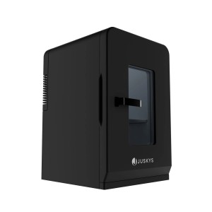 Schwarzer Juskys Mini Kühlschrank, 15 Liter, mit Kühl- und Heizfunktion. Kompaktes Design.