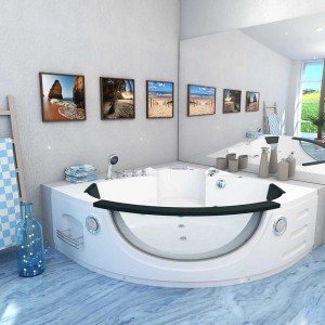 AquaVapore Whirlpool W06R-TH-SC, 152x152cm, Eckbadewanne mit Chromarmaturen und Handbrause.
