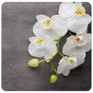 SANILO Badematte Pretty mit Orchideen-Motiv, rutschfest für Dusche & Badewanne.