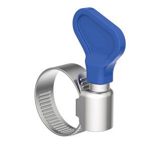 Kirchhoff Schlauchklemme mit blauem Flügelgriff, Spannbereich 16-25 mm, 2er-Set.