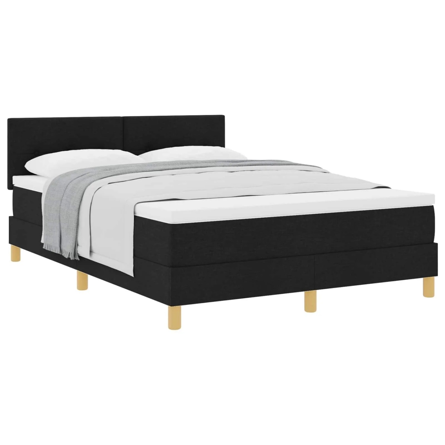 vidaXL Boxspringbett mit Matratze Schwarz 140 x 190 cm Stoff 3338918