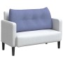 Rückenkissen Jeans Blau, 100x50 cm, aus Stoff mit Knopfheftung, auf hellem Sofa. Ergonomische Unterstützung für Komfort.