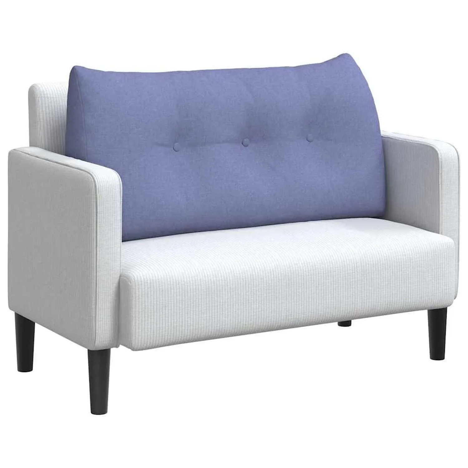 Rückenkissen Jeans Blau, 100x50 cm, aus Stoff mit Knopfheftung, auf hellem Sofa. Ergonomische Unterstützung für Komfort.