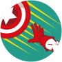 Runde Die Rächer Tapete: Captain Americas Schild und Hand auf grünem Grund.