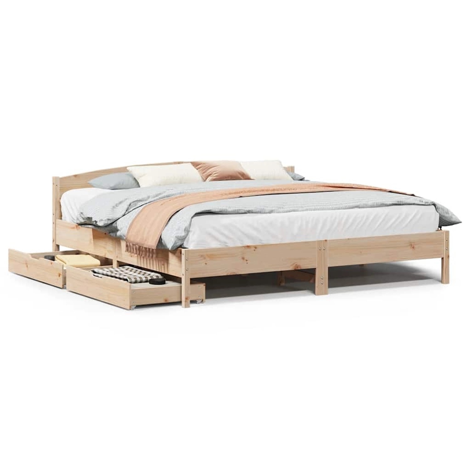 vidaXL Massivholzbett ohne Matratze 200x200 cm Kiefernholz 3301815 günstig online kaufen