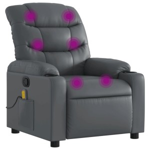 Grauer vidaXL Massagesessel Modell 12 aus Kunstleder mit Vibrationsmassage.