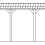 Technische Zeichnung: Skan Holz Carport Spreewald, Doppelcarport mit Maßen und roter Blende.