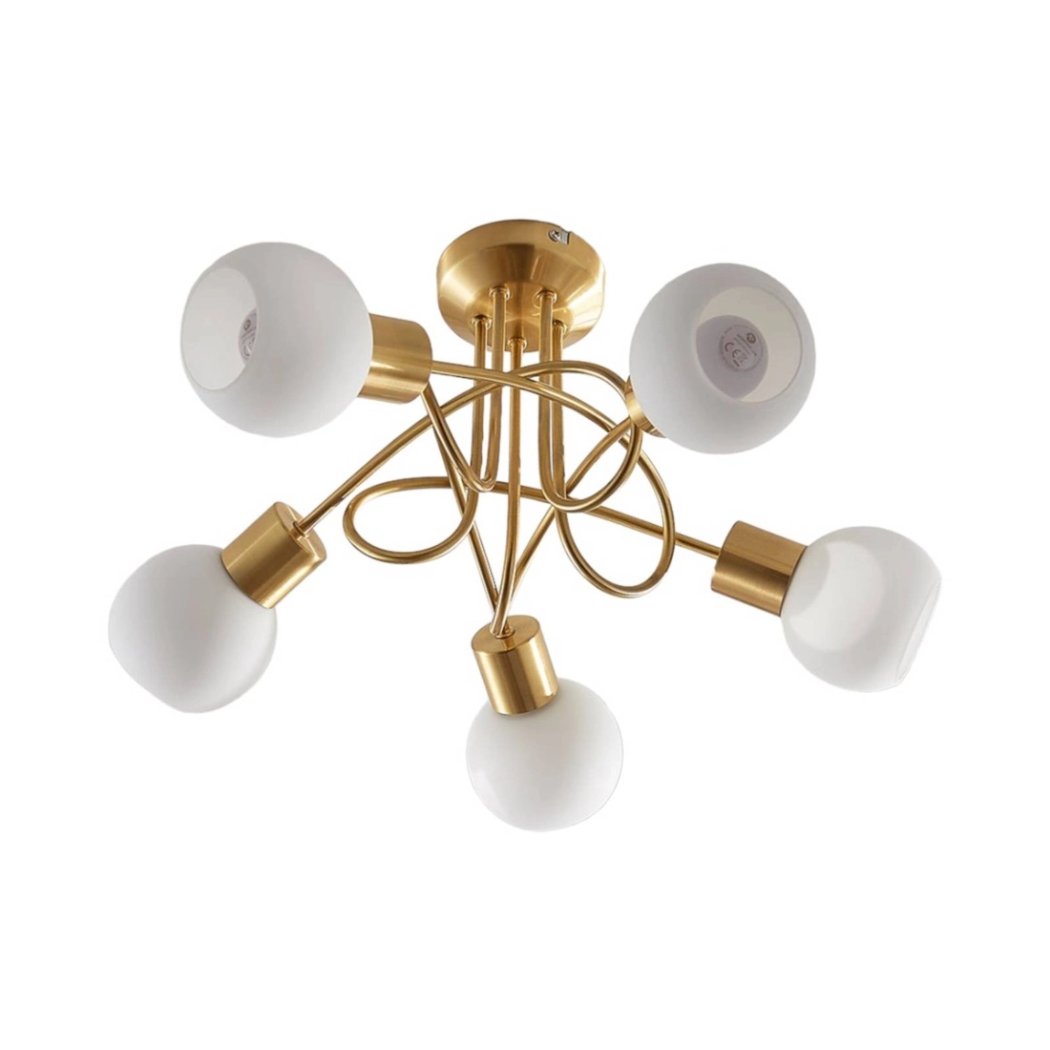 Lindby Deckenlampe Elaina 9621682 Modern in Gold Messing aus Glas 5-flammig E14 Wohnzimmerleuchte