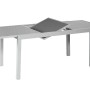 Ausgezogener Gartentisch des Merxx Amalfi Sets mit grauer Glasplatte und Aluminiumgestell.