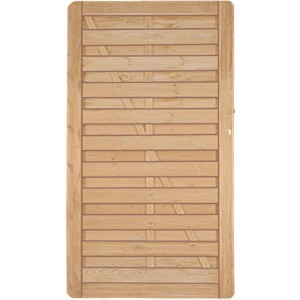 Grünes Holztor, 100x180 cm, aus der T & J Avantgarde Sichtschutzzaun-Serie.