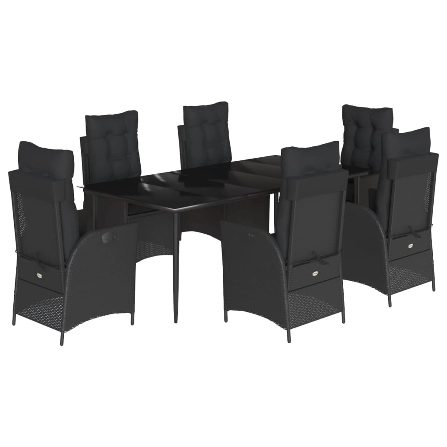 vidaXL 7-Tlg Garten-Essgruppe mit Kissen Schwarz Poly Rattan 3213181 günstig online kaufen